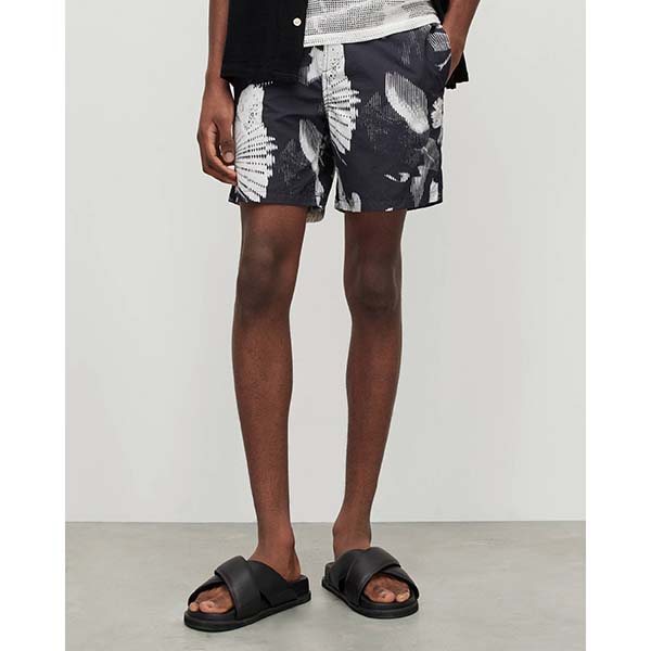 Allsaints Australia Mens Frequency Floral Swim Shorts Black/Ecru AU34-896